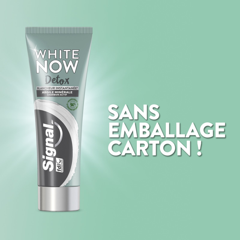 6 Dentifrices Signal White Now Detox Argile & Charbon Actif (Lot de 6x75ml)