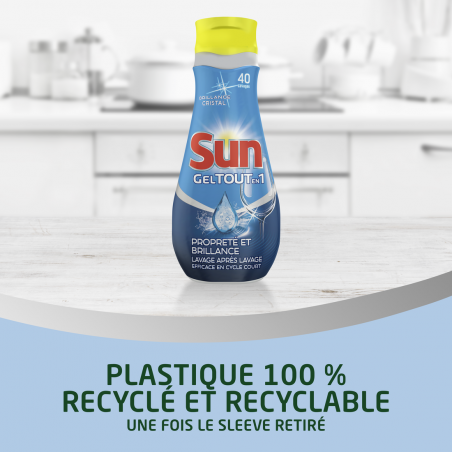 4x40 lavages Gels Lave-Vaisselle Sun Tout en 1 Efficacité & Brillance (160 lavages)