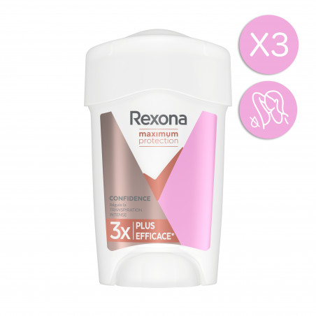 3 Déodorants REXONA Stick Anti-Transpirant Maximum Protection Confidence (Lot 3x45ml)
