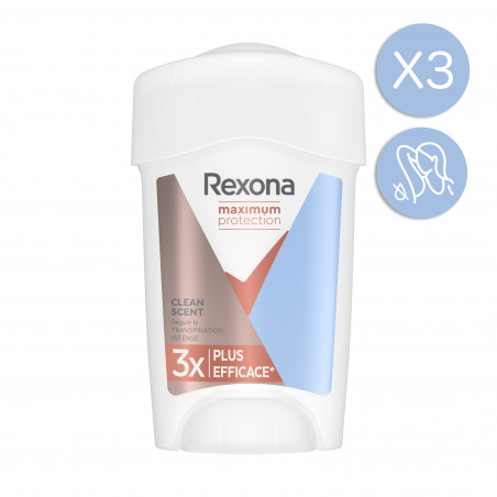 3 Déodorants REXONA Stick Anti-Transpirant Maximum Protection Clean Scent (Lot 3x45ml) 3 Déodorants REXONA Stick Anti-Transpirant Maximum Protection Clean Scent (Lot 3x45ml)