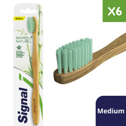 6 Brosses à Dents Signal Bambou Naturel Medium (Lot de 6 )