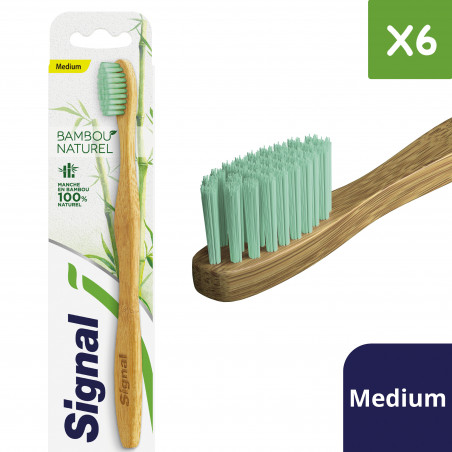 6 Brosses à Dents Signal Bambou Naturel Medium (Lot de 6 ) 6 Brosses à Dents Signal Bambou Naturel Medium (Lot de 6 )