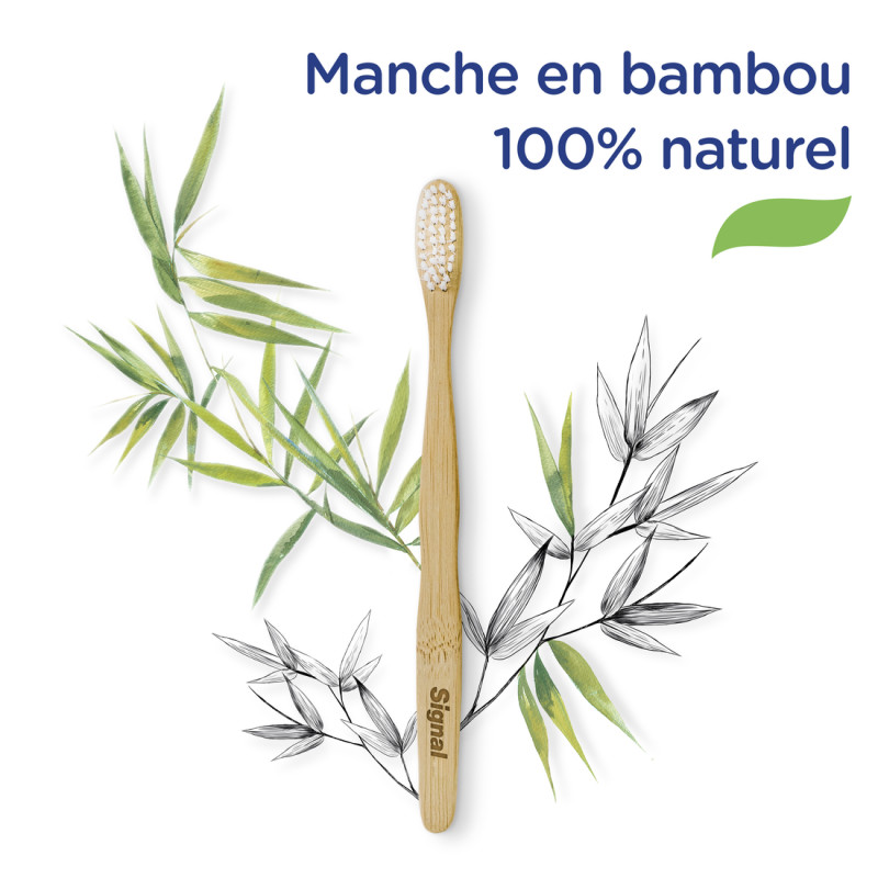 6 Brosses à Dents Signal Bambou Naturel Souple (Lot de 6 )