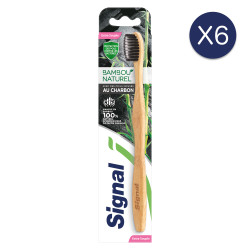 6 Brosses à dents SIGNAL Bambou Naturel Extra Souple avec des Poils Infusés...