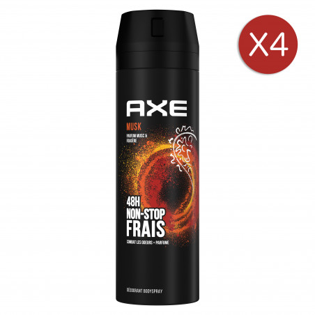 4x200ml Déodorants Sprays Homme Axe Musk (Lot de 4x200ml )