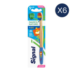 6 Brosses à Dents Signal Enfants Bambou Naturel Souple (Lot de 6 )