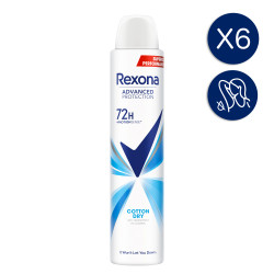 6 Déodorants REXONA Spray Anti-Transpirant 72H Cotton Dry (Lot 6x200ml)