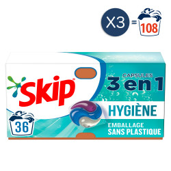 108 lavages - Capsules 3-en-1 SKIP Lessive Hygiène (Lot de 3x36)