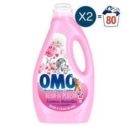 80 lavages - Liquide OMO Lessive Rose & Lilas Blanc (Lot de 2x40)