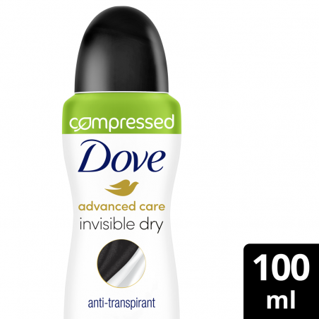 6 Déodorants DOVE Spray Compressé Anti-Transpirant Advanced Care Invisible Dry (Lot 6x100ml)