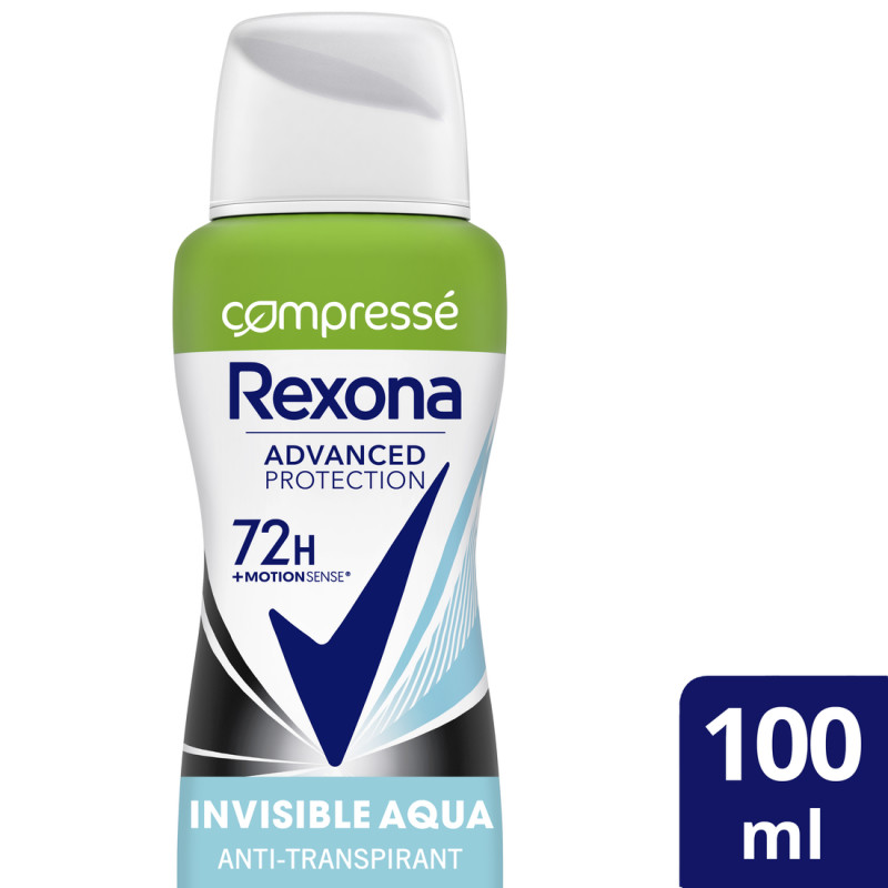 6 Déodorants REXONA Anti-Transpirant Spray Compressé 72H Invisible Aqua (Lot 6x100ml)