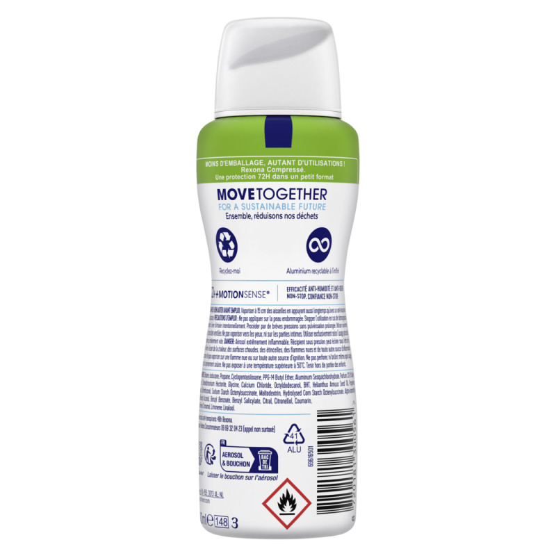 6 Déodorants REXONA Anti-Transpirant Spray Compressé 72H Invisible Aqua (Lot 6x100ml)