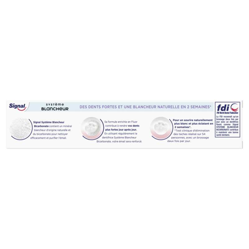 6 Dentifrices SIGNAL Système Blancheur Bicarbonate (Lot 6x75ml)