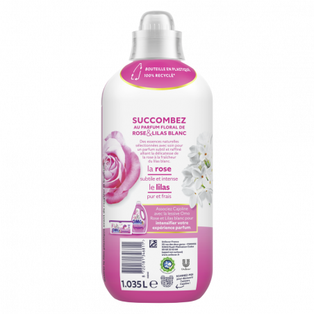 180 lavages - Adoucissant CAJOLINE Rose et Lilas Blanc