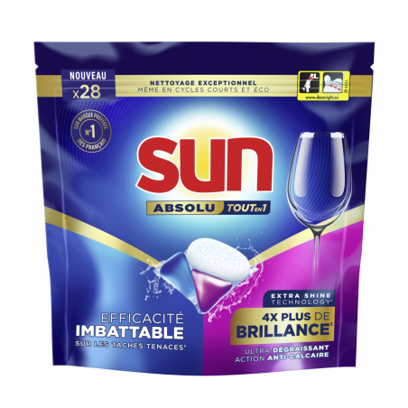 84 lavages - Capsules Tout-en-1 SUN Absolu Brillance (Lot de 3x28)
