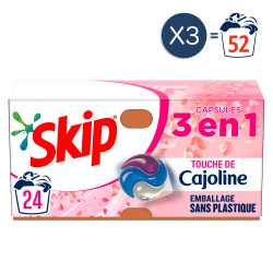 52 lavages - Capsules 3-en-1 SKIP Lessive Touche de Cajoline (Lot de 3x24)