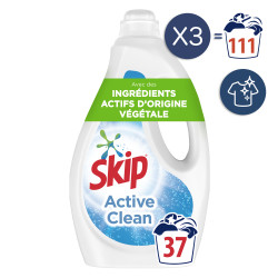 111 lavages - Lessive Liquide SKIP Active Clean (Lot de 3x37)