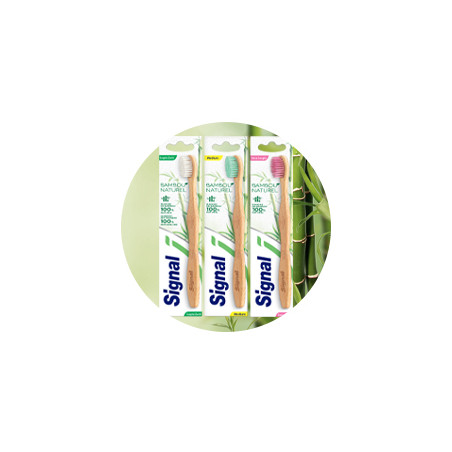 6 Brosses à Dents Signal Bambou Naturel Souple (Lot de 6 )