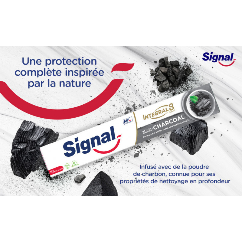 6x75ml Dentifrices Signal Integral 8 Nature Elements Blancheur & Détox (Lot de 6x75ml )