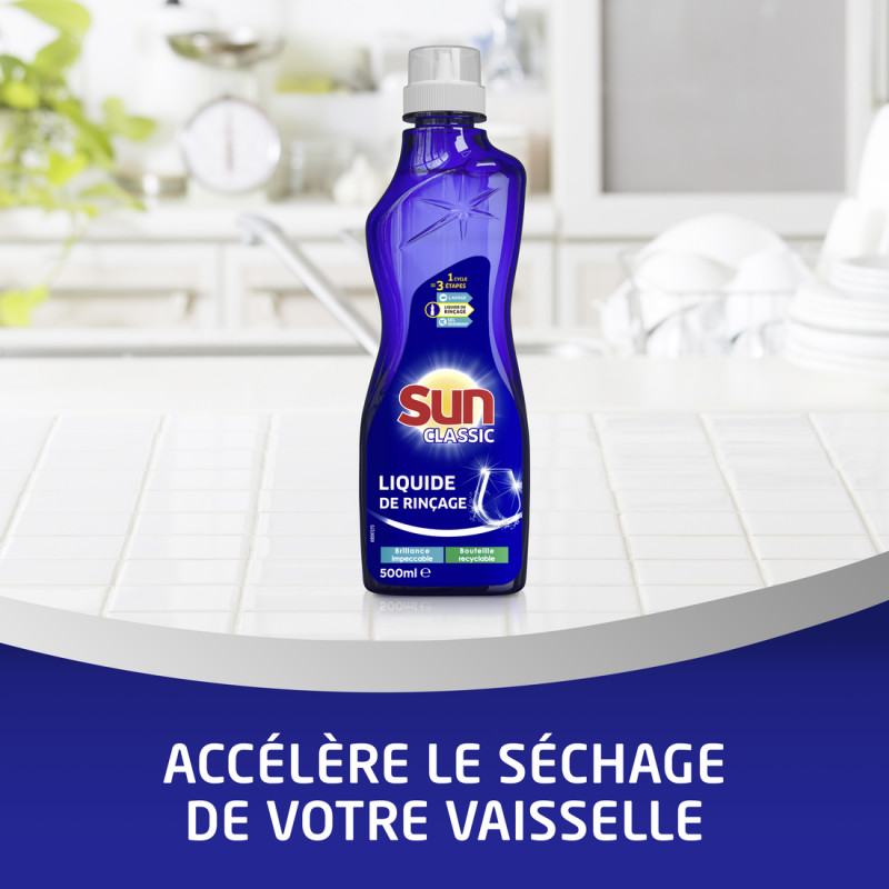 Sun Liquide de Rinçage Lave-Vaisselle Triple Action Classic 500ml