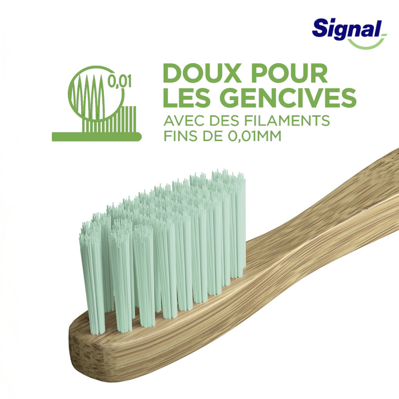 SIGNAL Brosse à Dents Bambou Naturel Medium x1