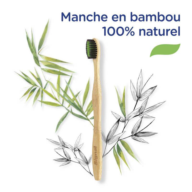 Signal Brosse à dents Bambou Avec des poils infusés au Charbon Extra Souple x1