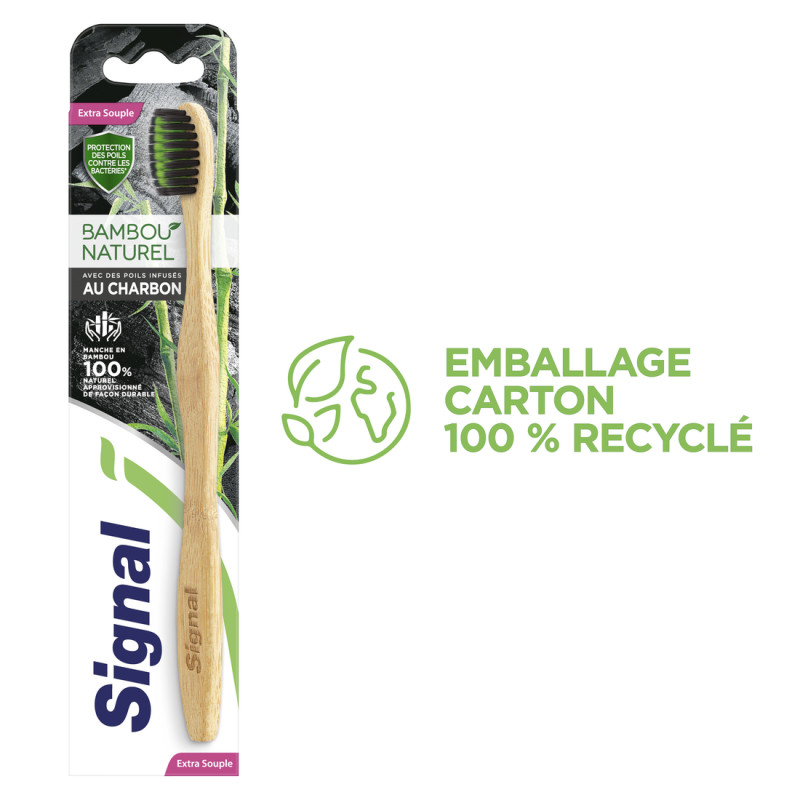 Signal Brosse à dents Bambou Avec des poils infusés au Charbon Extra Souple x1