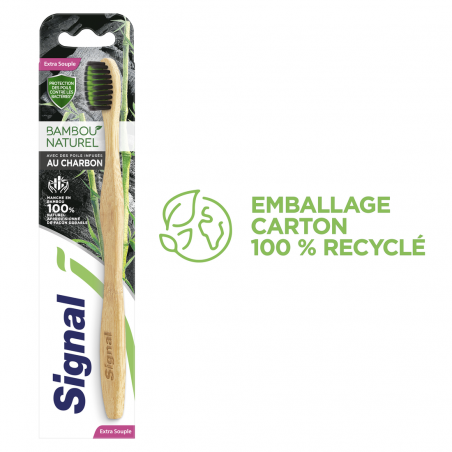 Signal Brosse à dents Bambou Avec des poils infusés au Charbon Extra Souple x1
