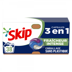 SKIP Lessive Capsules 3 en 1 Fraîcheur Intense sans emballage plastique 38...