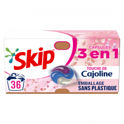 SKIP Lessive Capsules 3 en 1 Touche de Cajoline sans emballage plastique- 36...