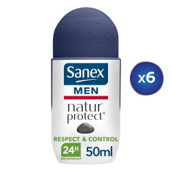 Pack de 6 - Sanex Déodorant Anti-transpirant Homme Men Dermo 48h bille - 50ml