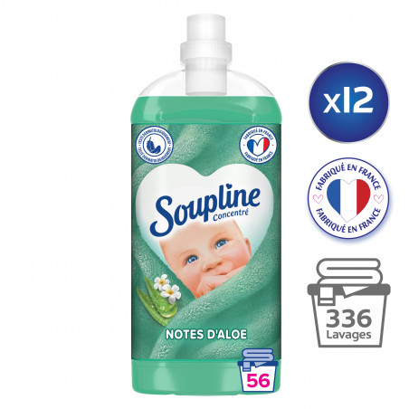 Pack de 12 - SOUPLINE Adoucissant Linge Concentré Aux Notes d'Aloé 1300ml Pack de 12 - SOUPLINE Adoucissant Linge Concentré Aux Notes d'Aloé 1300ml