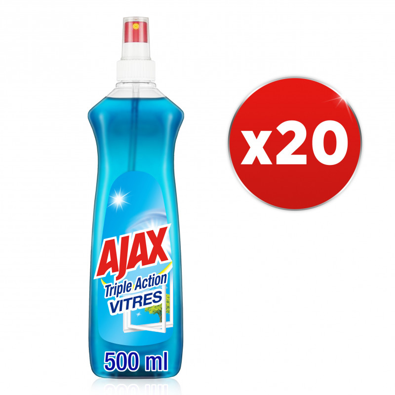 AJAX Vaporisateur Nettoyant Vitres Ajax Triple Action Lot de 20 x 500ml