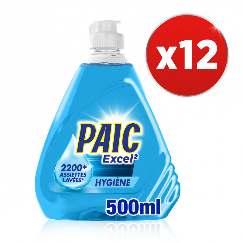 PAIC - Liquide Vaisselle main Paic - Paic Excel² Dégraissant - Formule  Active à Froid - Ultra-Dégraissant - 12 x 500 ml