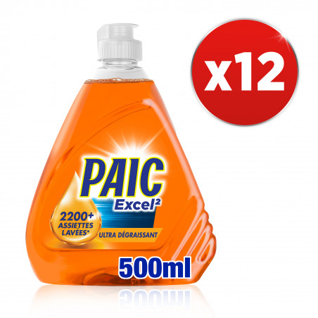 Pack de 12 - PAIC Liquide Vaisselle Paic Excel² Ultra Dégraissant 500ml