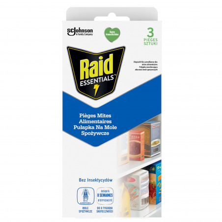 RAID ESSENTIALS PIEGES MITES ALIMENTAIRES SANS INSECTICIDES X3