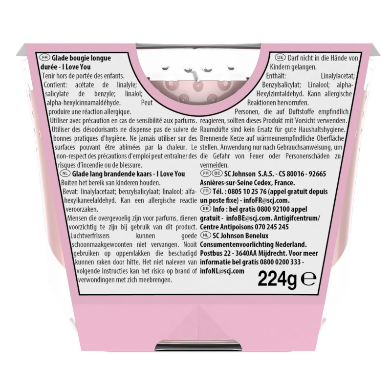 Glade® Bougie Design I Love You Longue Durée 45h