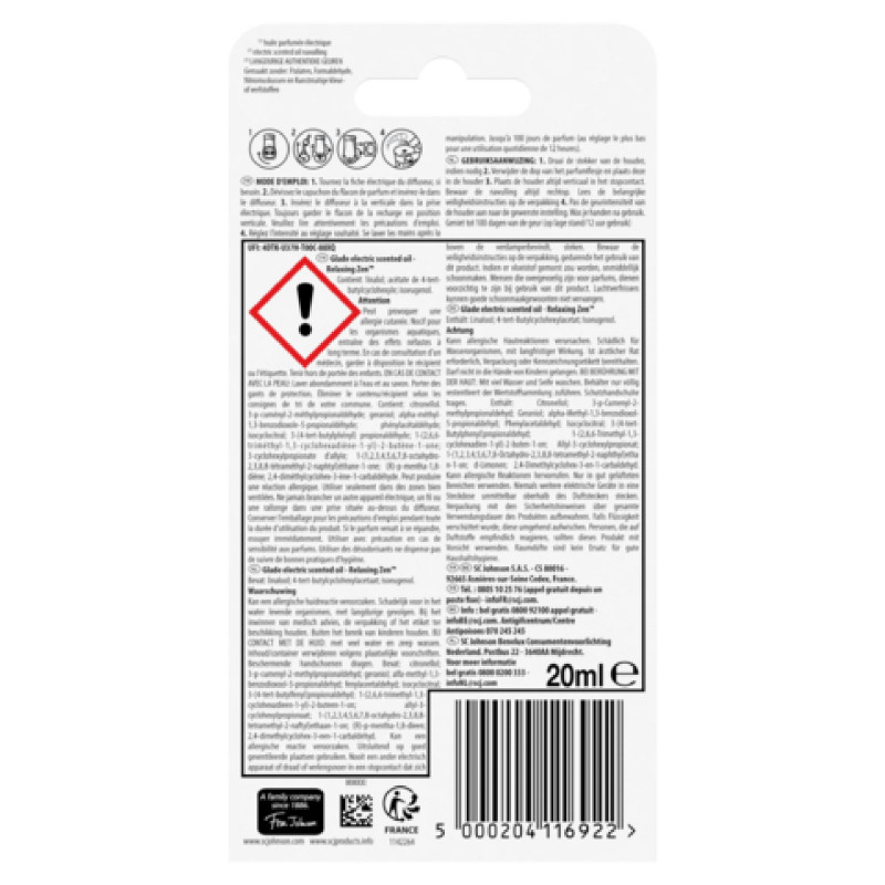GLADE ELECTRIC SCENTED OIL RECHARGE RELAXING ZEN 1 RECH 20 ML