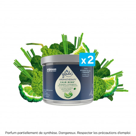 Glade® Aromatherapy - Bougie - CALM MINDTM Bergamote & Citronnelle X 2