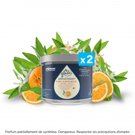 Glade® Aromatherapy - Bougie - PURE HAPPINESS™ Orange & Néroli X 2