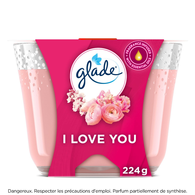 Glade® Bougie Design I Love You Longue Durée 45h