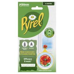 PYREL PIEGE A MOUCHES STICKER FENETRE COQUELICOT ROUGE 6 STICKERS