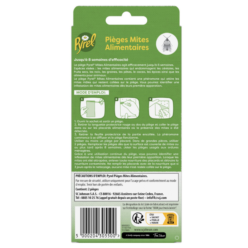 PYREL PIEGES MITES ALIMENTAIRES SANS INSECTICIDES X2