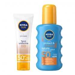 ROUTINE SUN Visage & Corps : Crème UV Visage BB FPS 50+  50ml+ Spray Protect&Bronze FPS 50  200ml 2