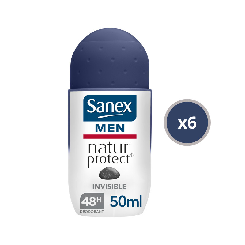 Pack de 6 - Sanex Déodorant Homme Men Natur Protect Invisible bille - 50ml