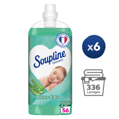 Pack de 6 - Soupline - Adoucissant concentré Aloe Vera 56 lavages 100% recyclé - 1,3L