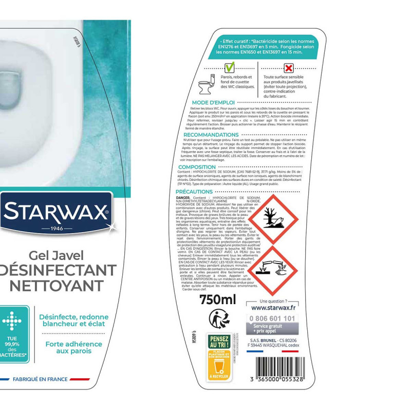 Starwax - Desinfectant Gel Javel Wc 750Ml