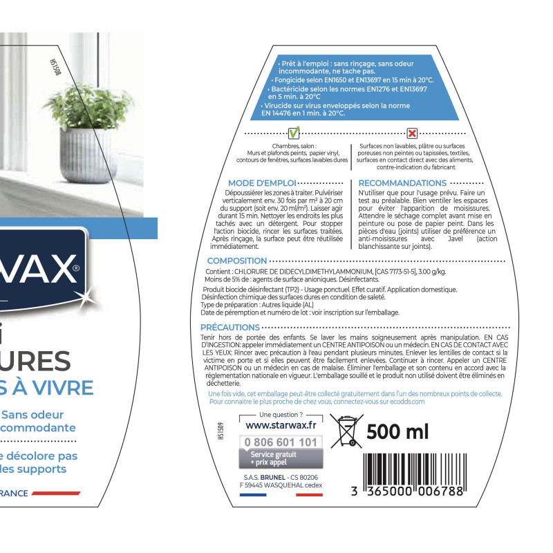 Pack de 3 - Starwax - Anti-moisissures pour murs et pièces à vivre 500ML