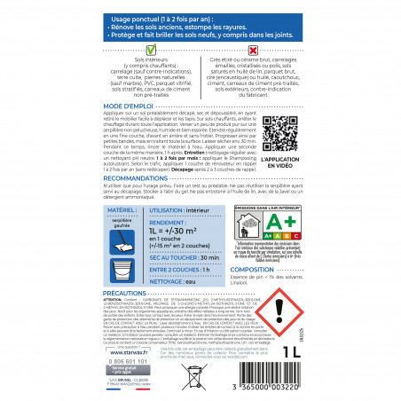 Pack de 4 - Starwax - Rénovateur brillant protecteur pour sols intérieurs 1 L