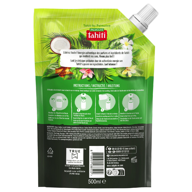 Gel Douche Tahiti Doypack Bois Vivifiant 500ml